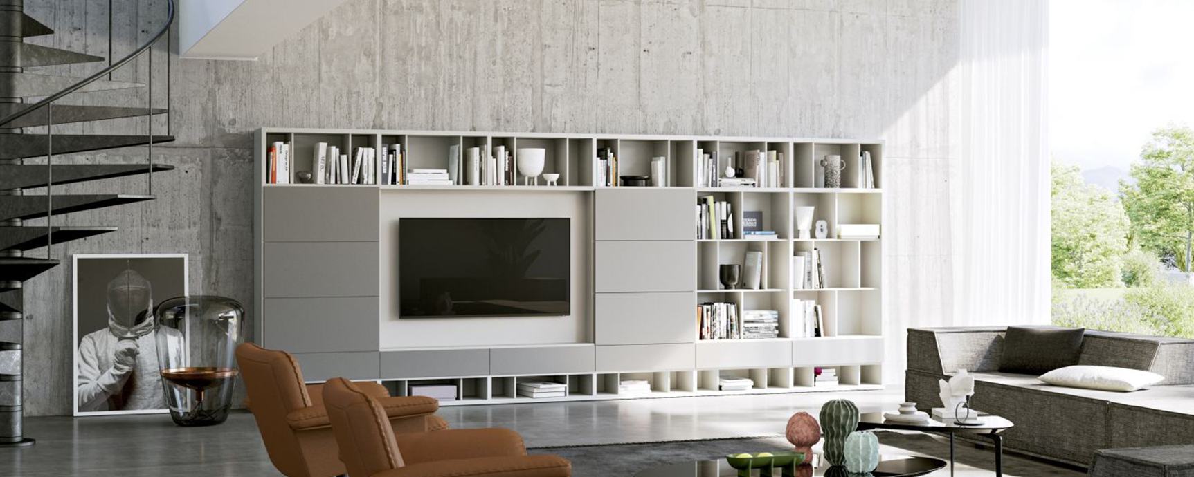 Kettnaker Vita wandmeubels _0004_Kettnaker_Wohnzimmer_VITA_Wohnwand_Beistelltisch_T2_Schiebetuere_auf